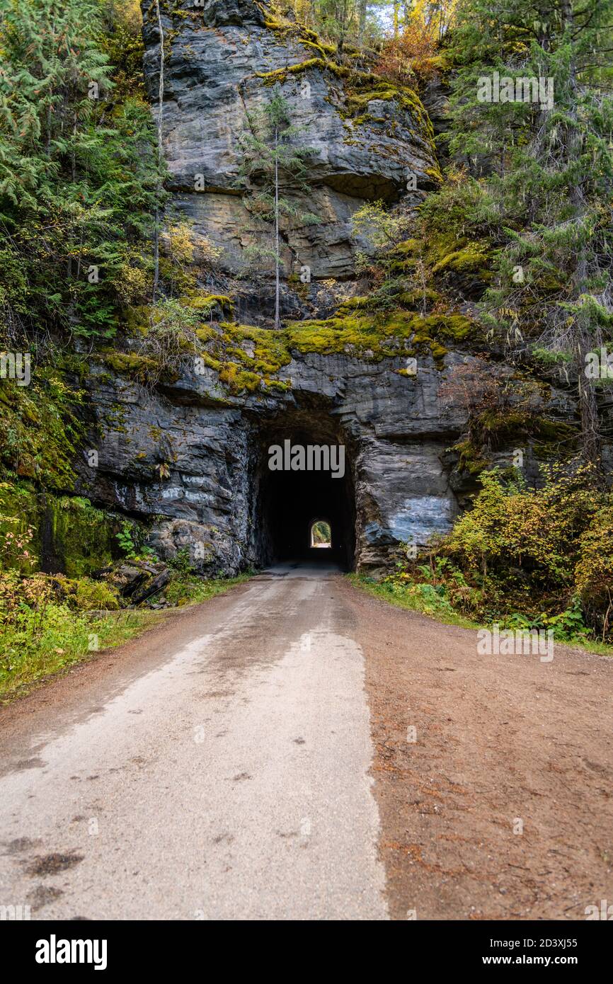 Old Stone Tunnel sul Moon Pass, Wallace, Idaho Foto Stock