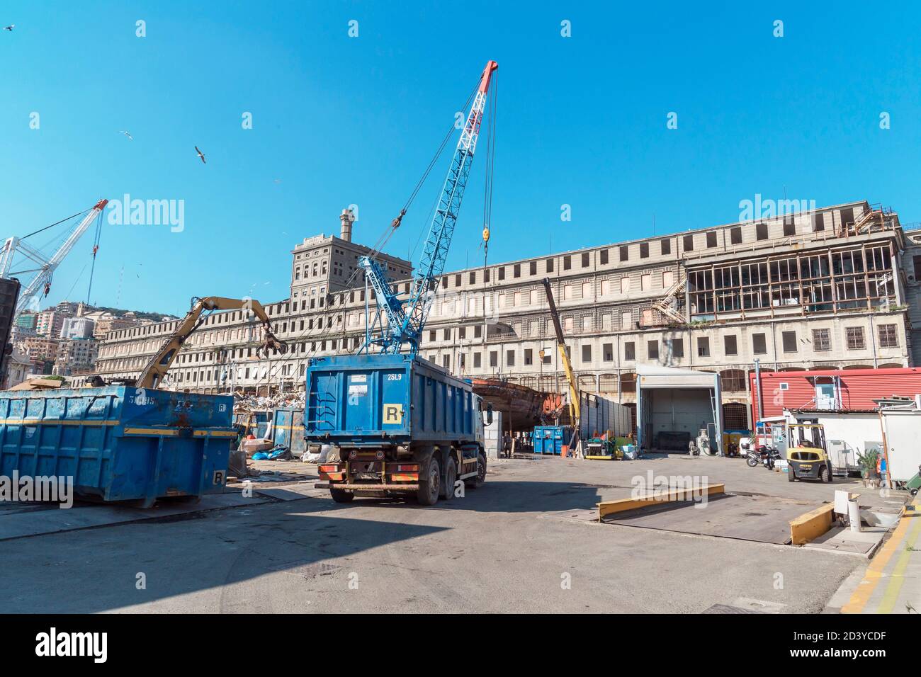 Centro raccolta rifiuti, Genova, Liguria, Italia, Europa Foto Stock