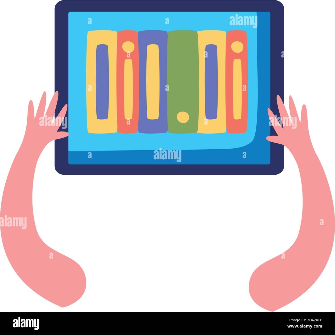 tecnologia ebooks nel disegno di illustrazione vettoriale delle icone del dispositivo tablet Illustrazione Vettoriale