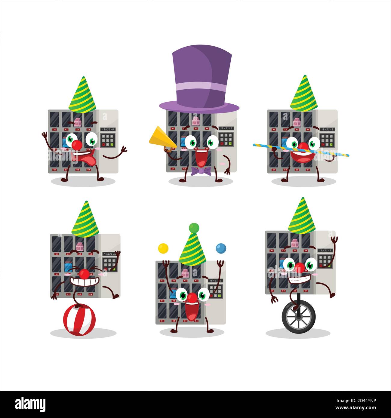 Carattere cartoon di tra noi distributore automatico con vari circo mostra Illustrazione Vettoriale