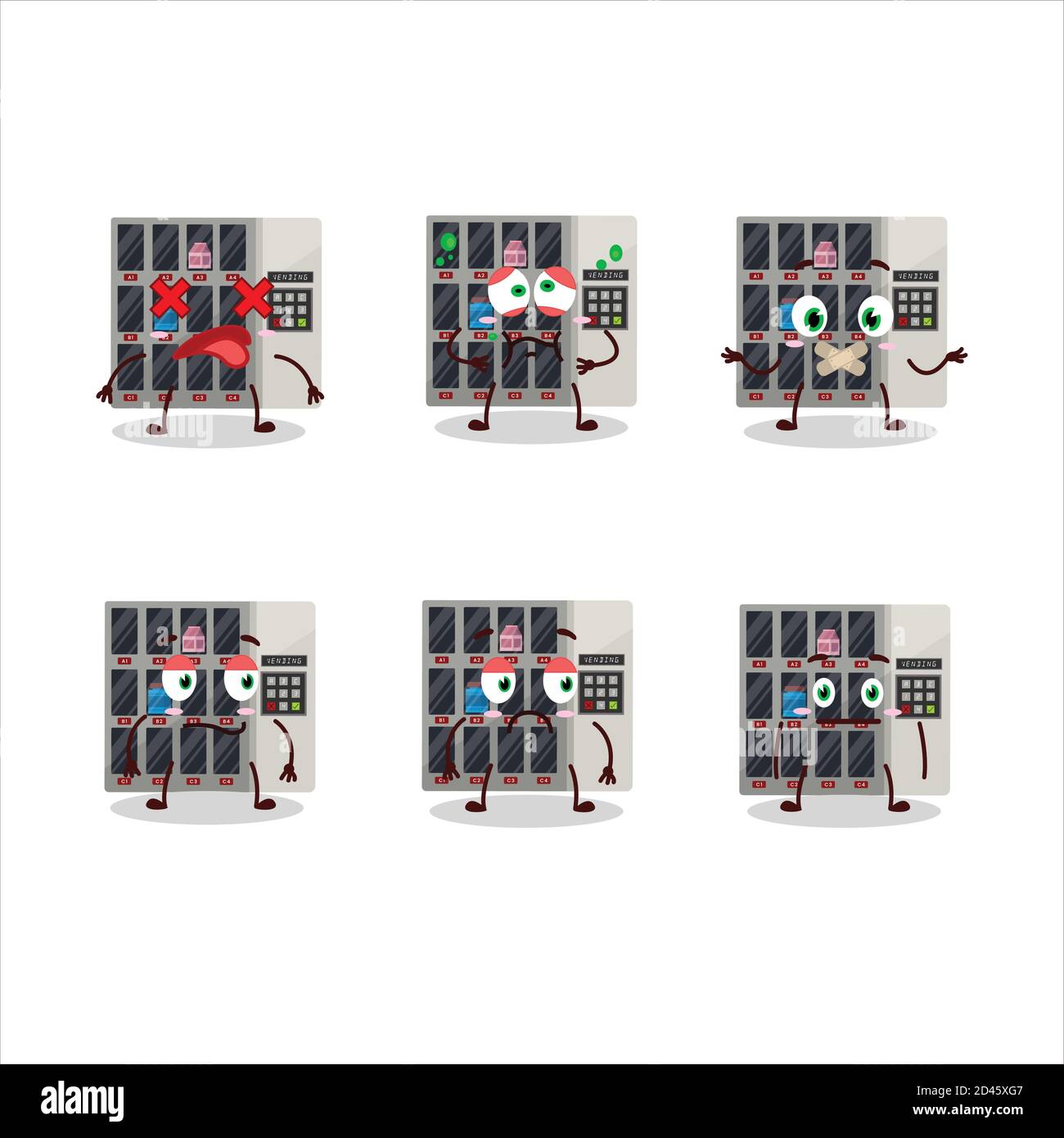 Tra noi distributore automatico cartoon carattere con espressione nope Illustrazione Vettoriale