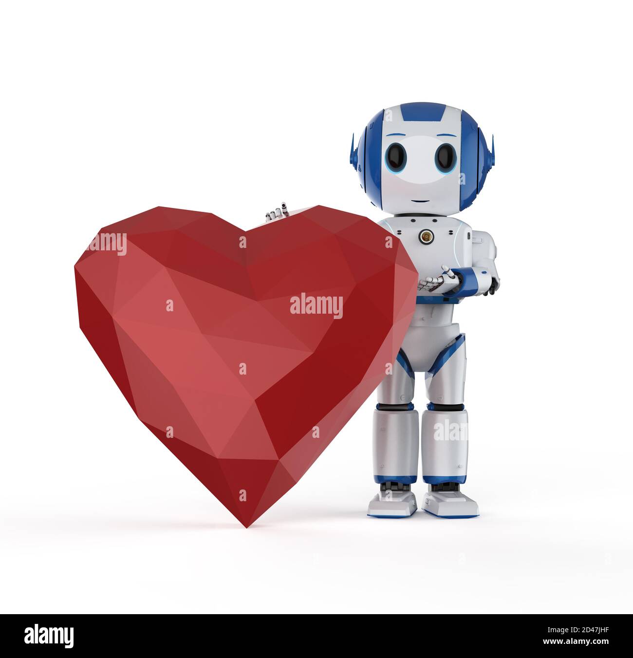 Automazione matchmaker concetto con rendering 3d attesa robot cuore rosso Foto Stock