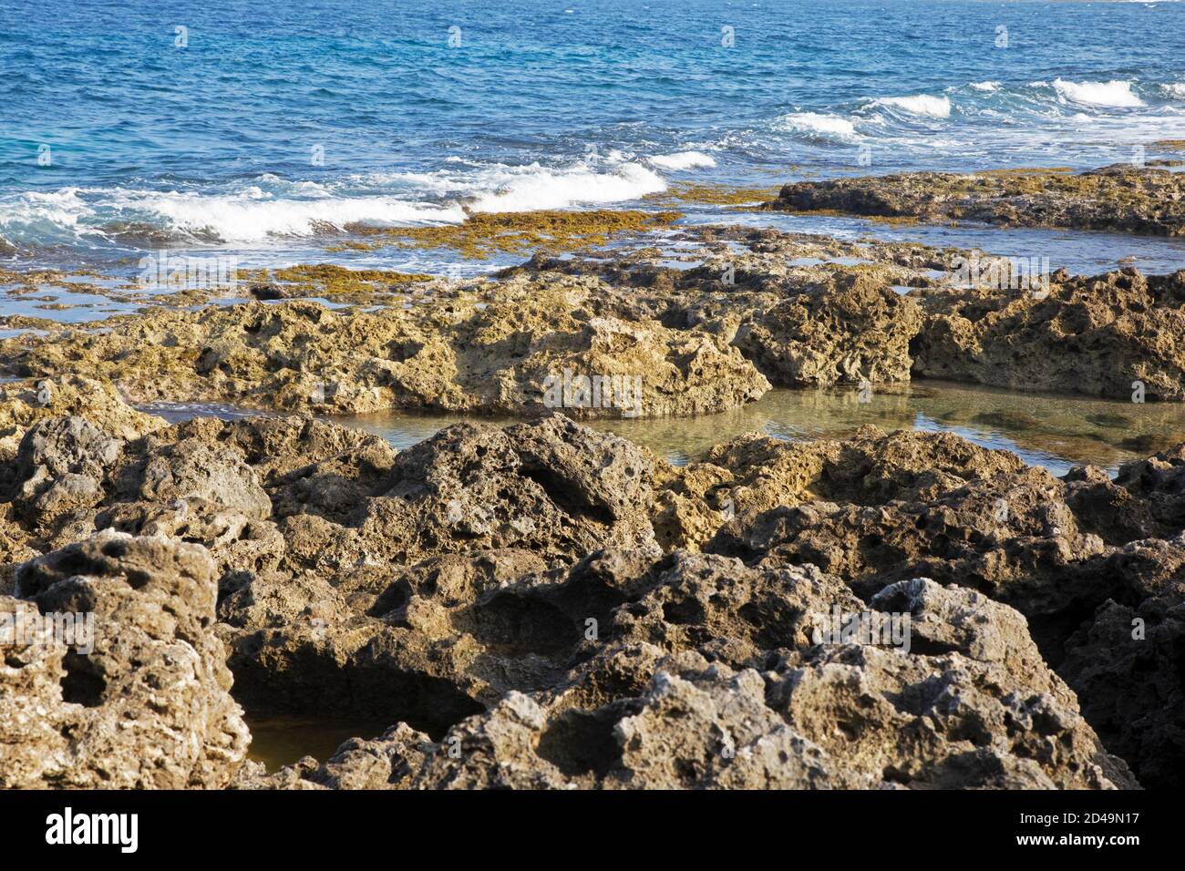Spiaggia senza nome di roccia vulcanica o Igneous sulla costa di Taiwan, Cina Foto Stock