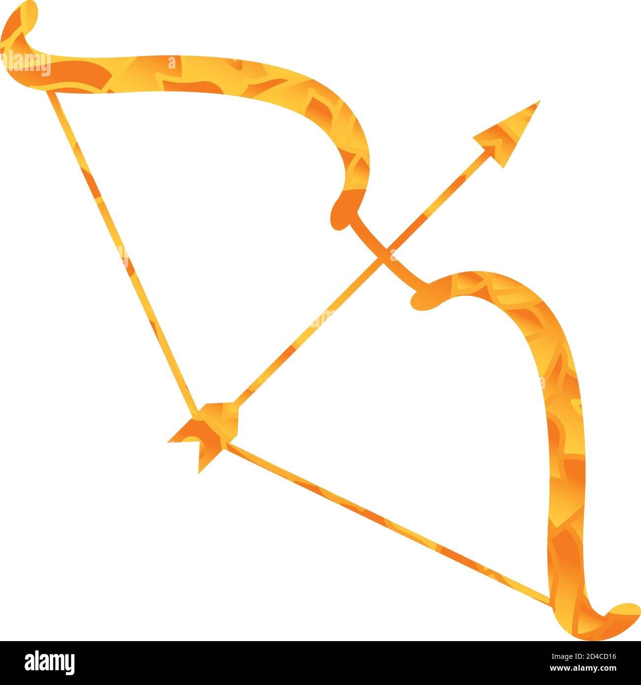 Freccia e arco oro disegno di arma tiro con l'arco cupido e. Illustrazione  vettoriale con tema vintage Immagine e Vettoriale - Alamy