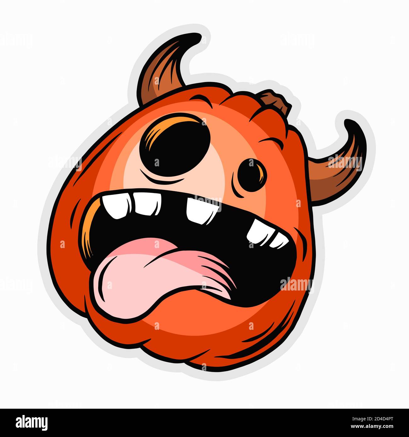 Halloween - colore zucca, viso divertente - vettore stock illustrazione isolato su bianco Illustrazione Vettoriale