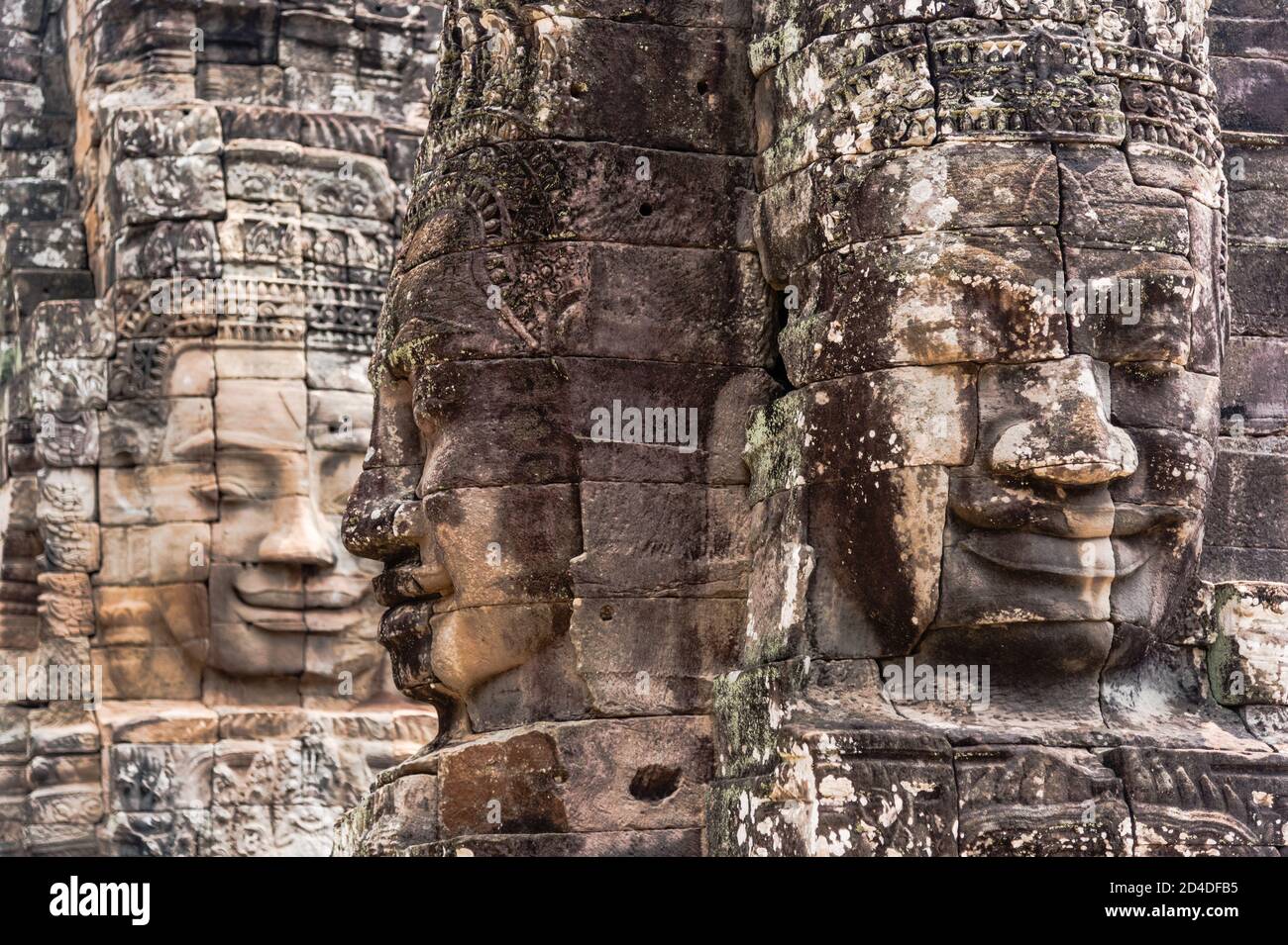 Tre facce sovrapposte a Angkor Wat, Cambogia, Siem Reap Foto Stock