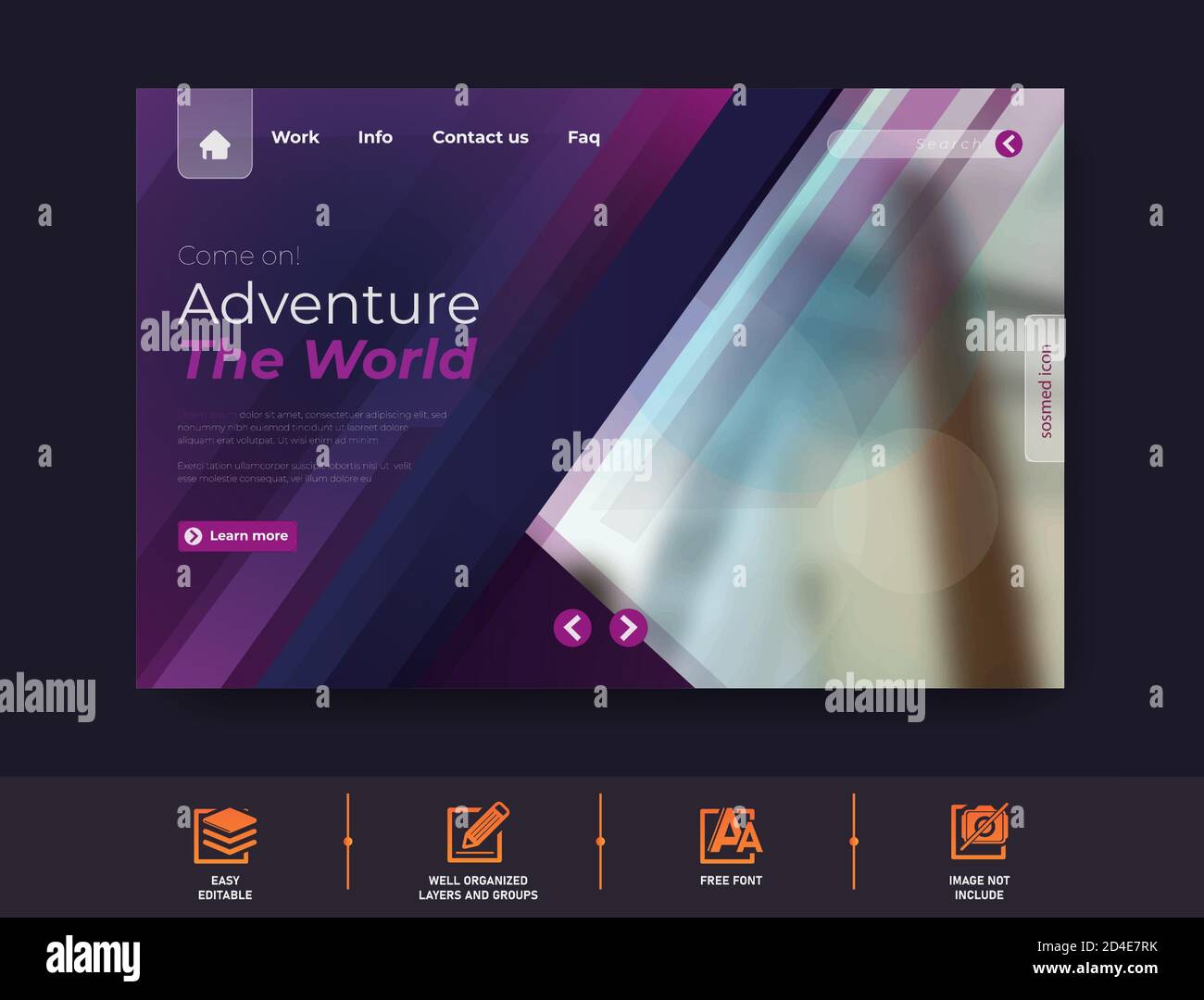 Modello sito Web della pagina di destinazione del viaggio Illustrazione Vettoriale