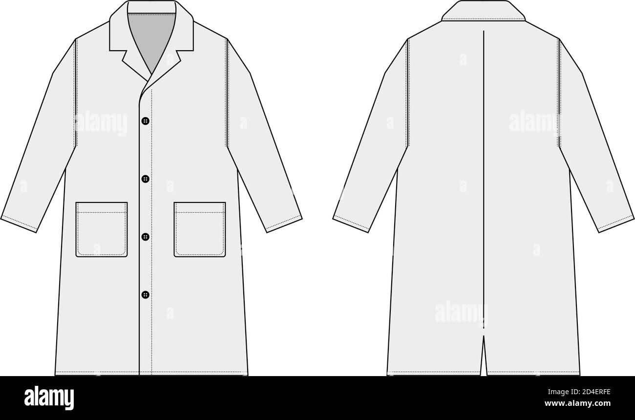 Immagine modello vettoriale per camice lungo e trench coat / bianco Illustrazione Vettoriale