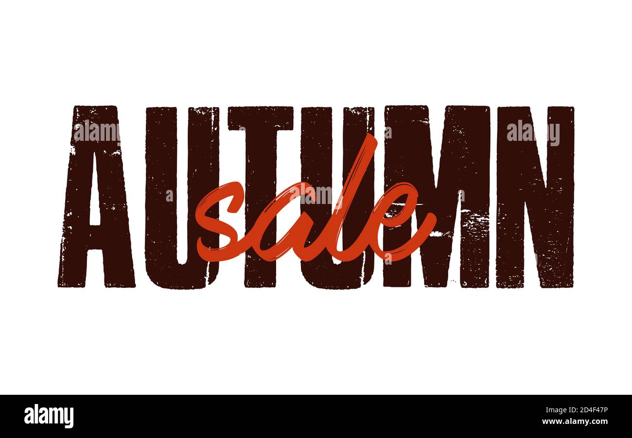 Vendita autunnale testo scritto a mano. Testo calligrafico moderno pronto per poster, brochure e banner. Vendita autunno scritta disegnata a mano. Illustrazione Vettoriale
