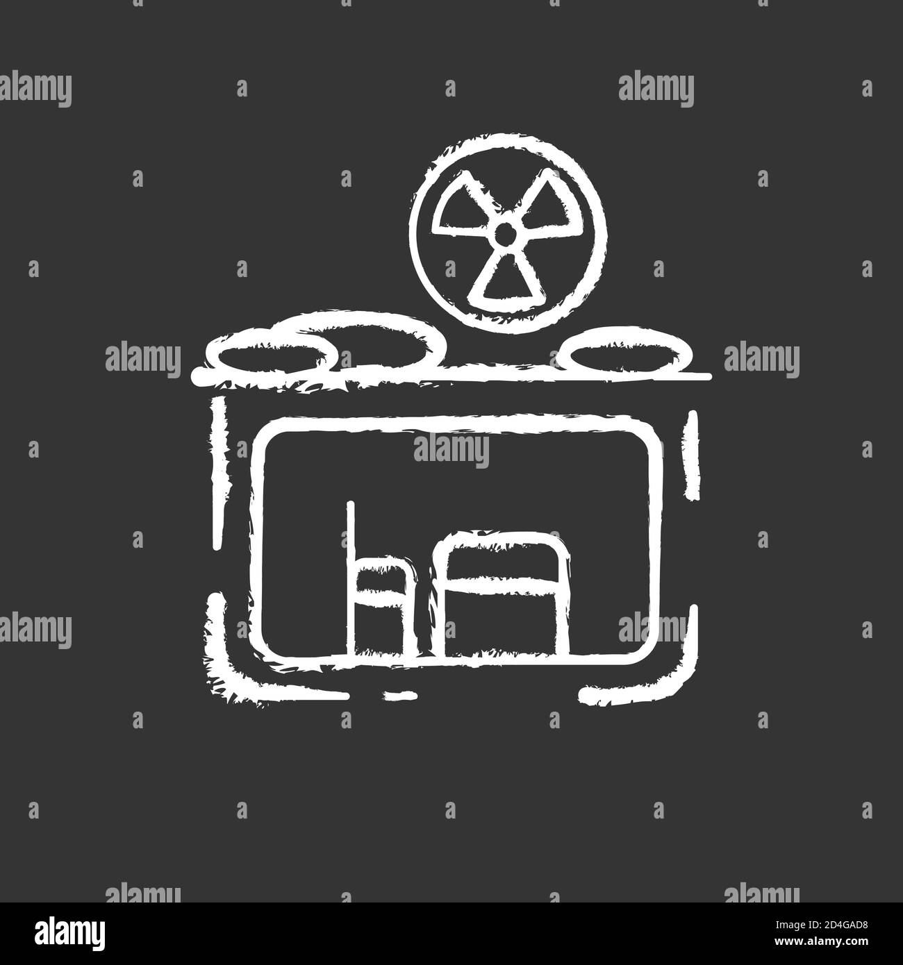 Fallout shelter gesso icona bianca su sfondo nero Illustrazione Vettoriale