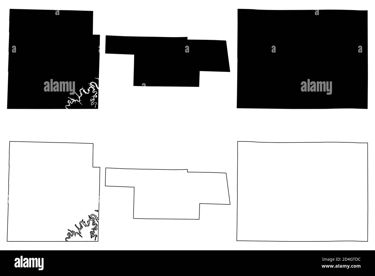 Audrain, Caldwell e Barry County, Missouri (Stati Uniti, Stati Uniti d'America, Stati Uniti, Stati Uniti, Stati Uniti) mappa vettoriale, mappa di schizzo scrimble Illustrazione Vettoriale
