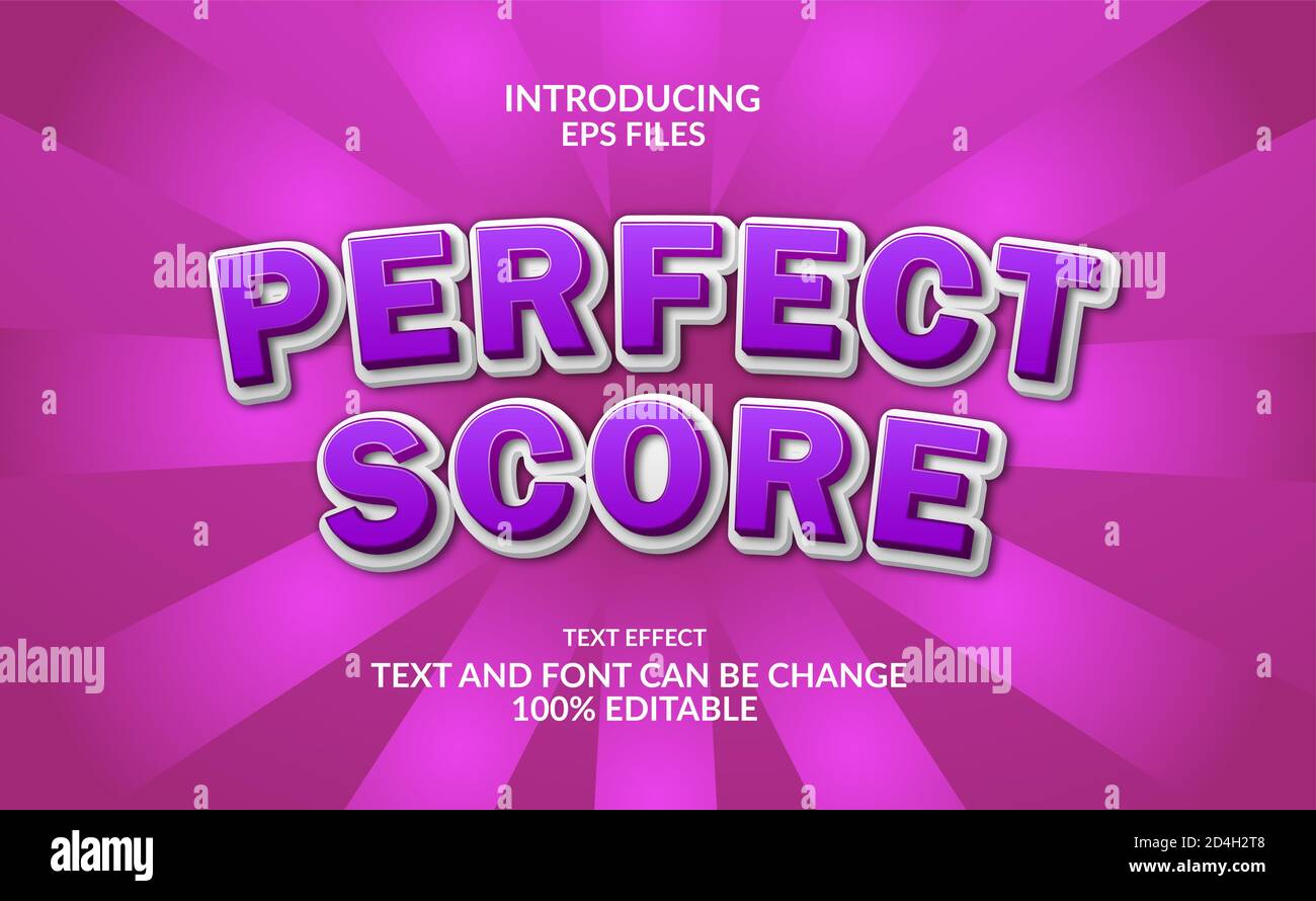 fresco trendy 3d viola effetto testo, carattere modificabile, adatto per bambini, giochi, giocare, divertente. Foto Stock