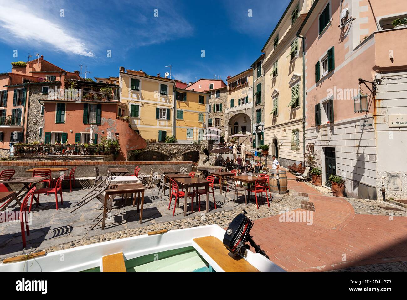 Centro storico dell'antico e piccolo borgo di Tellaro, comune di Lerici, Golfo di la Spezia, Liguria, Italia, Europa Foto Stock