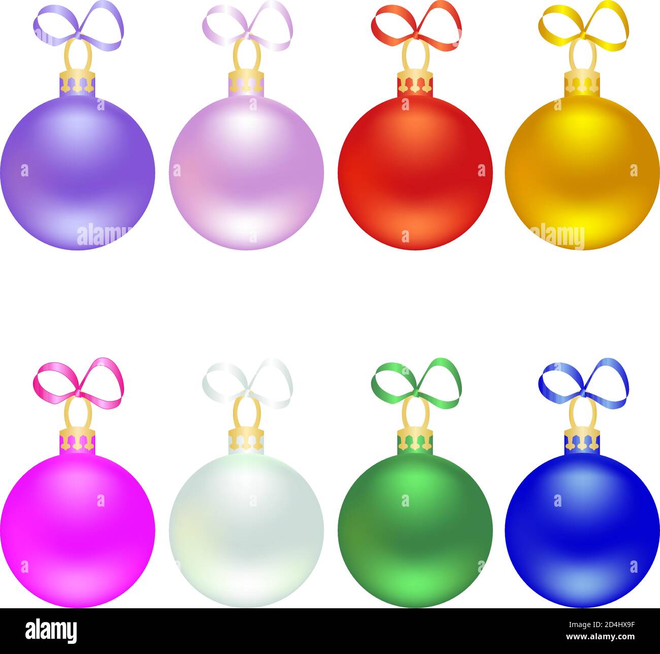 Set di palle di natale su sfondo trasparente Illustrazione Vettoriale