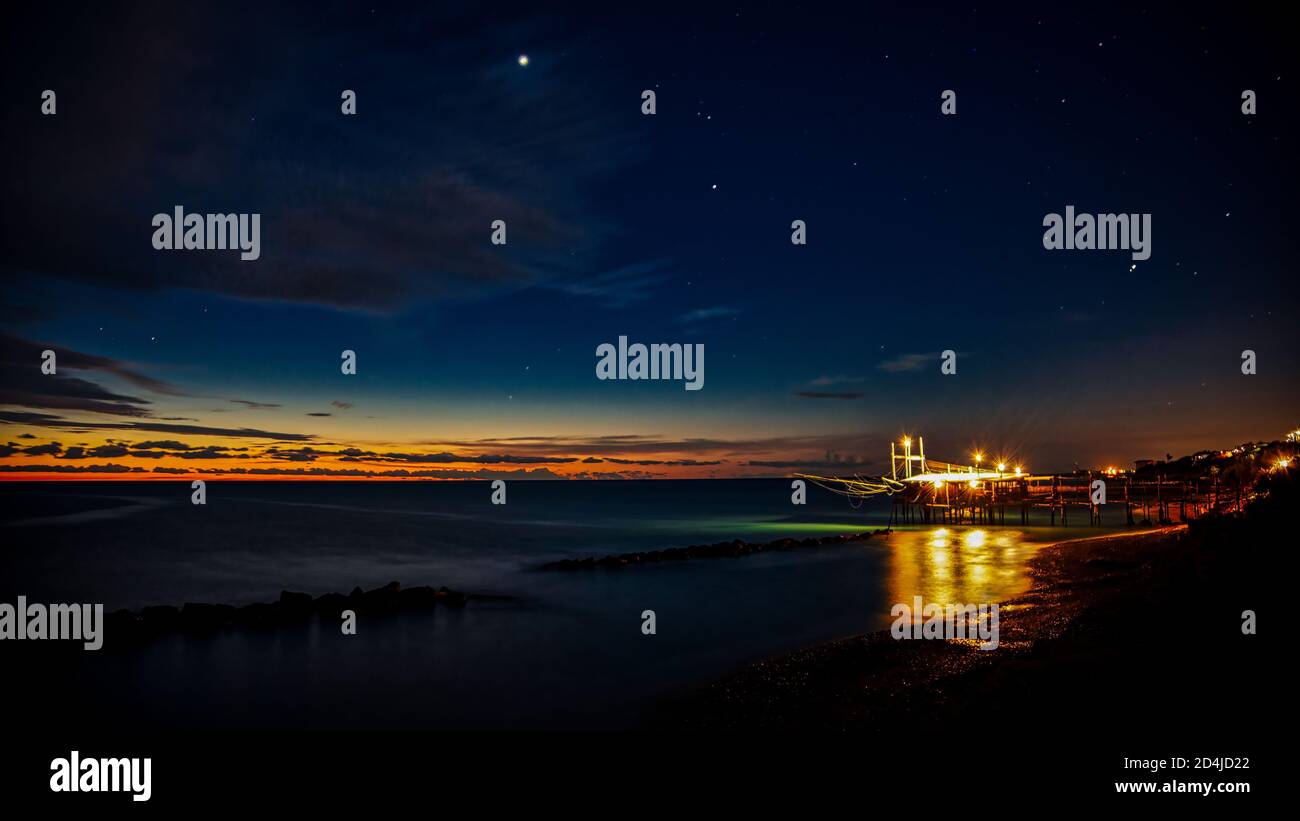Costa dei Trabocchi, San Vito Chietino, Abruzzo, Italia Foto Stock