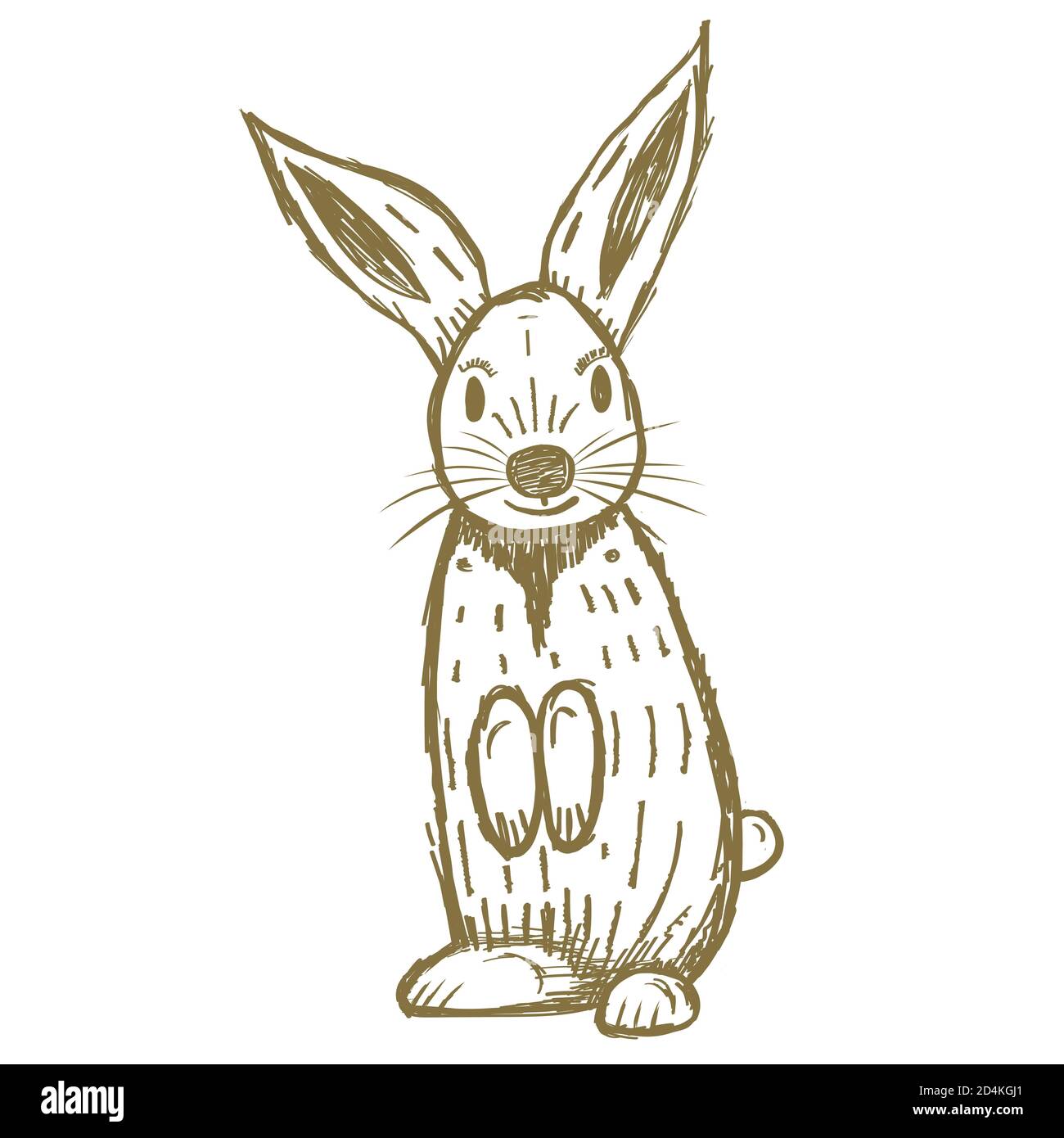 Simpatico coniglio disegnato a mano isolato su bianco. Illustrazione vettoriale. Illustrazione Vettoriale