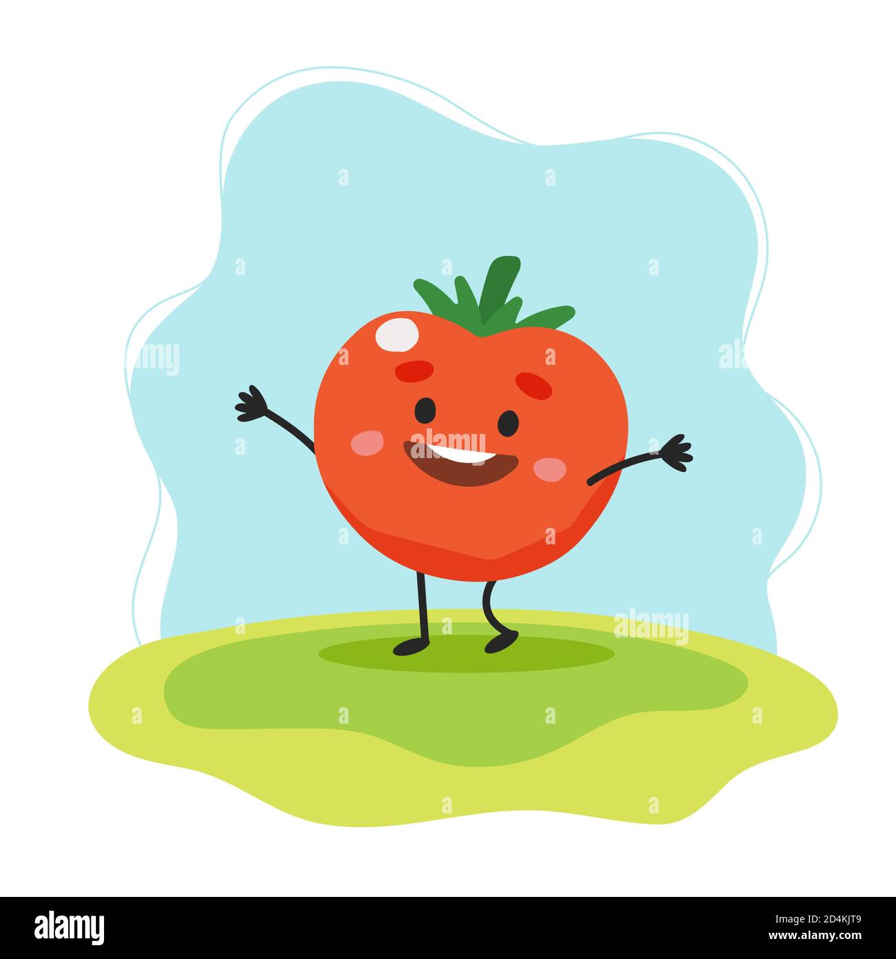 Pomodoro carino carattere, vettore illustrazione per i bambini in stile cartoon Illustrazione Vettoriale