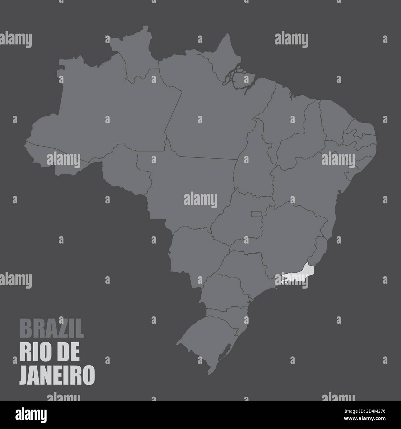 Brasile Rio de Janeiro mappa dello stato Illustrazione Vettoriale