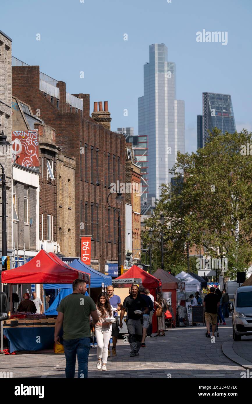 Mercato di strada su Lower Marsh il 17 settembre 2020 a Londra nel Regno Unito. Foto di Sam Mellish Foto Stock