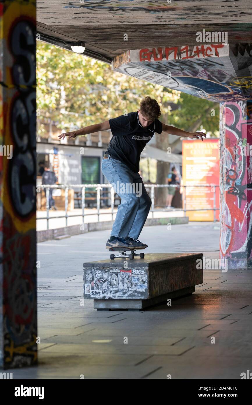 Southbank Skate Park il 22 settembre 2020 a South London nel Regno Unito. Foto di Sam Mellish Foto Stock