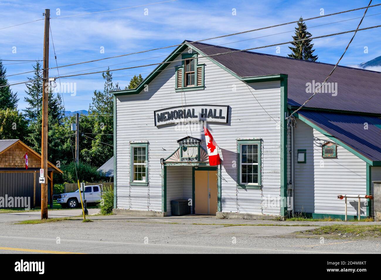Memorial Hall, Silverton, Slocan Valley, Kootenays, British Columbia, Canada Foto Stock