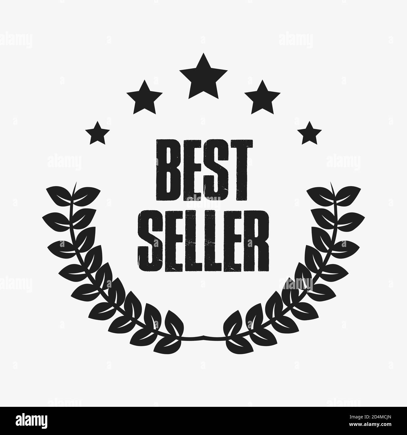 il design dell'icona del best seller con alloro, logo del badge del best seller isolato Illustrazione Vettoriale