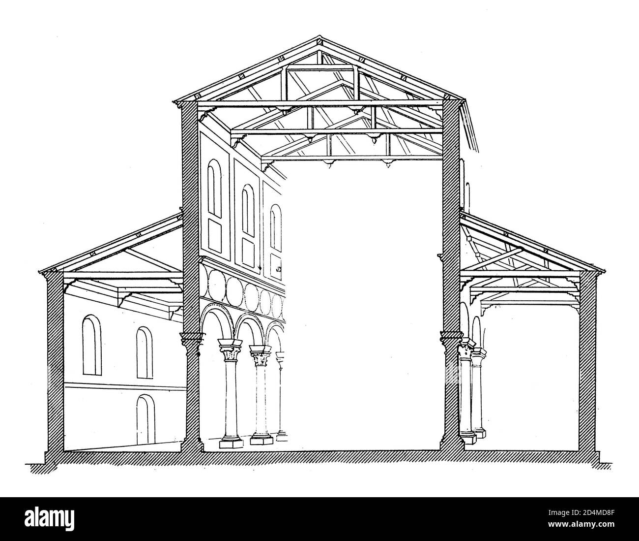 Illustrazione ottocentesca della Basilica di San Paolo fuori le Mura di Roma. Pubblicato in Systematischer Bilder-Atlas zum Conversations-Lexikon, Foto Stock