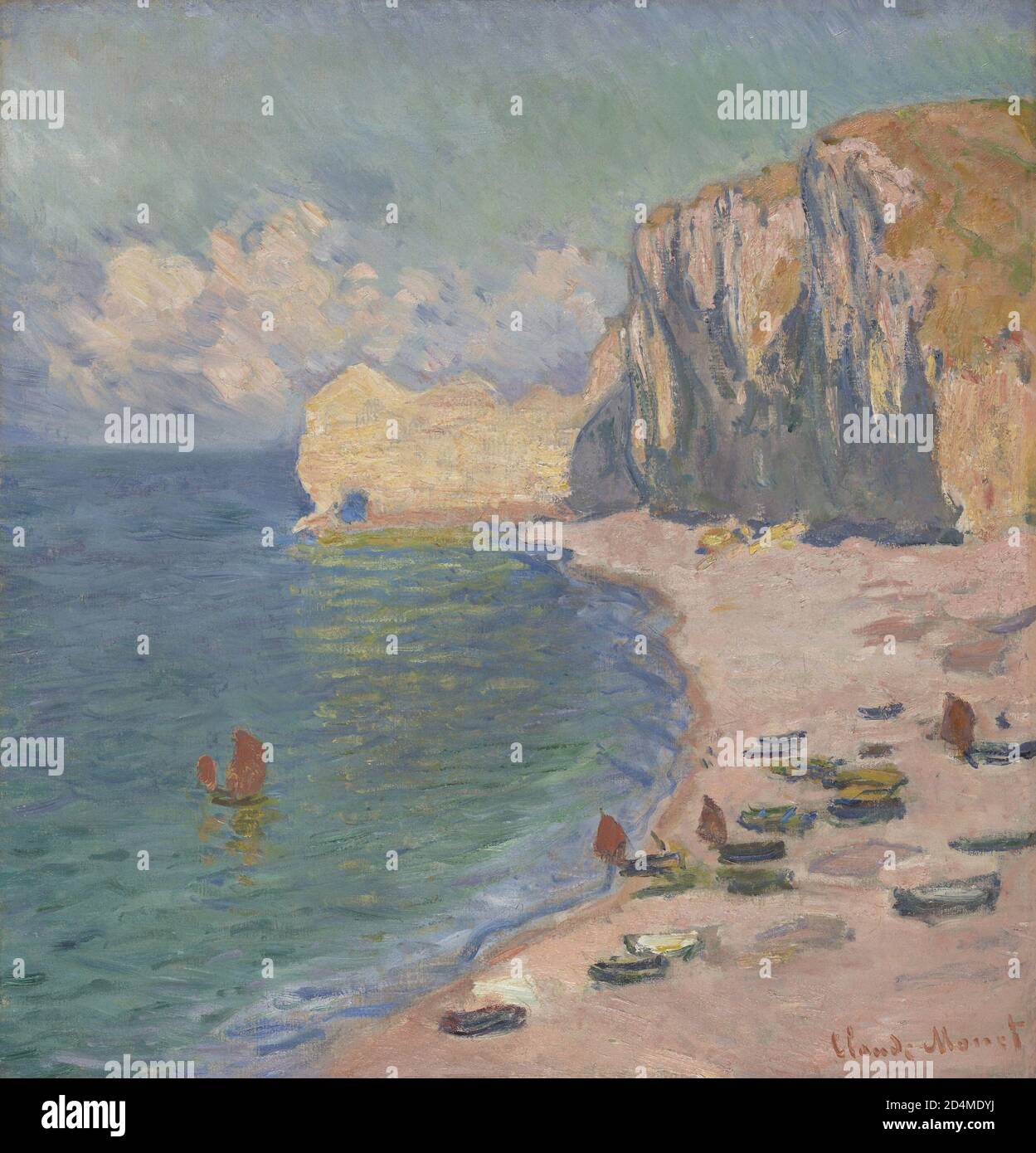 Étretat: La spiaggia e il Falaise d’Amont - Data: 1885; Claude Monet; francese; 1840-1926 Foto Stock