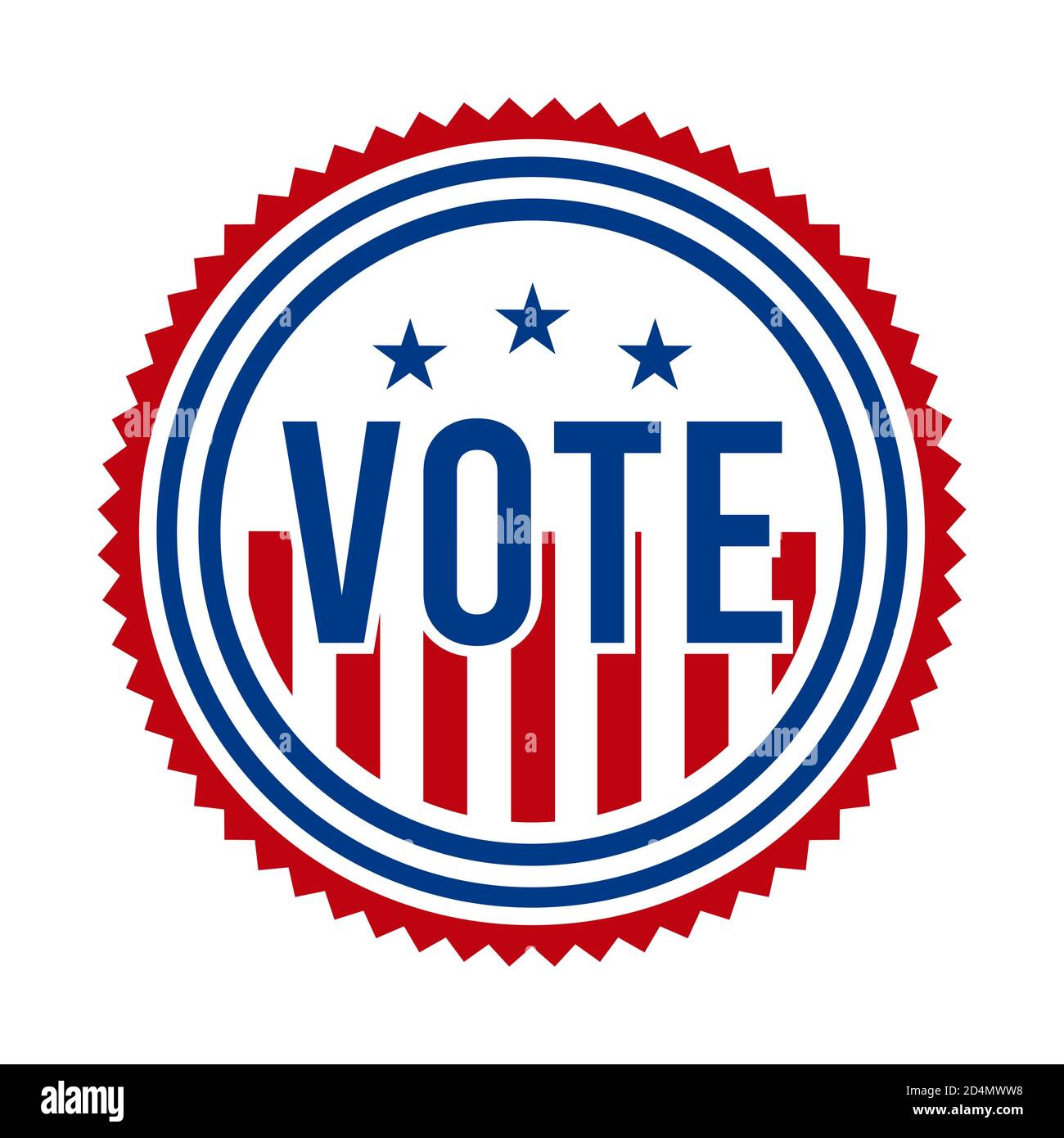 2020 voto elettorale presidenziale Badge. USA Patriotic Stars and Stripes. Stati Uniti d'America Presidente democratico o Repubblicano sostegno pin Illustrazione Vettoriale