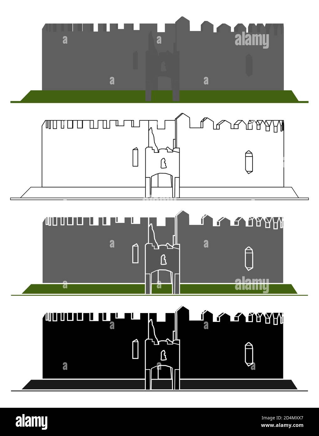 Restormel Castle in Inghilterra, Regno Unito. Illustrazione Vettoriale