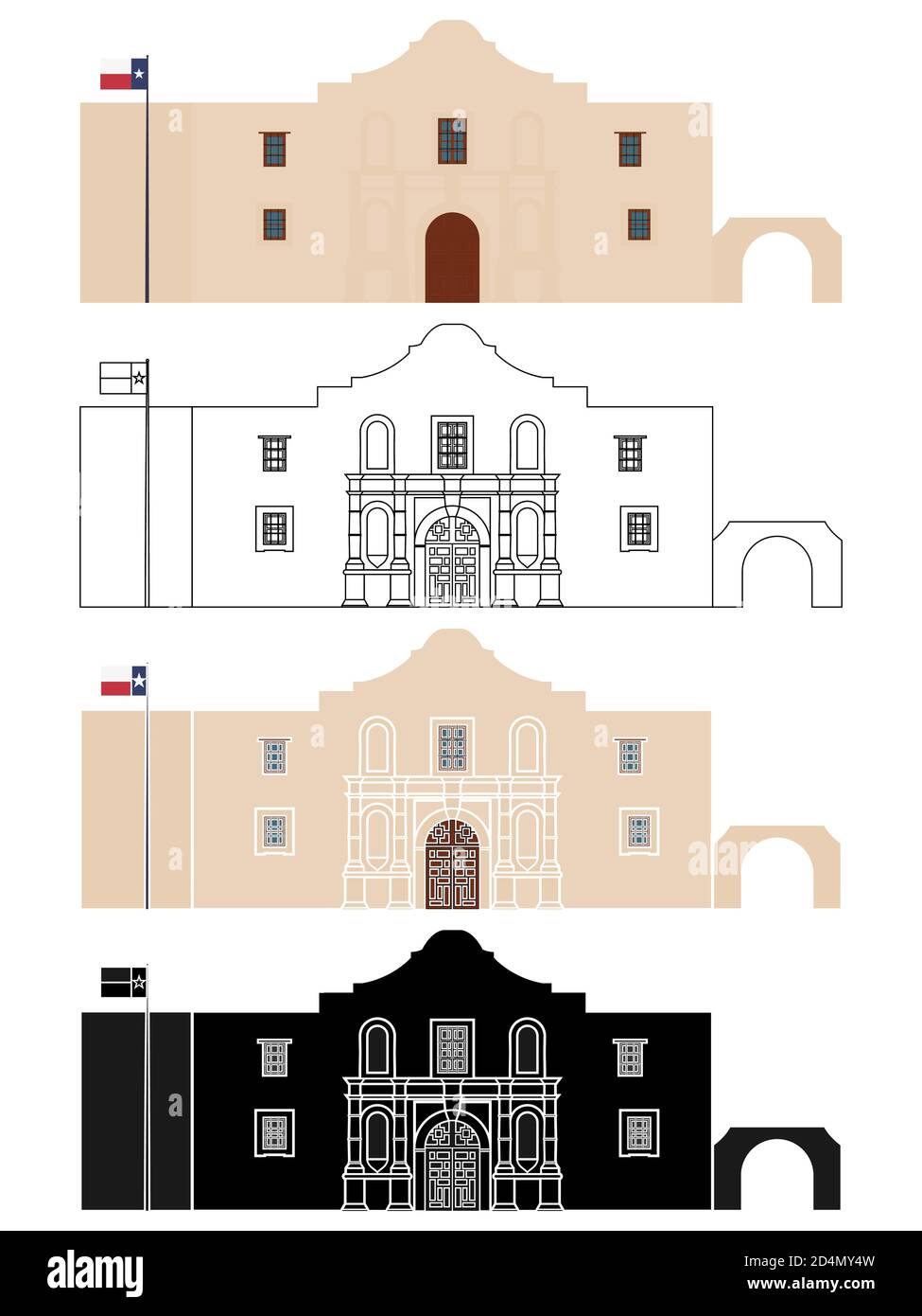 La Missione Alamo a San Antonio Illustrazione Vettoriale