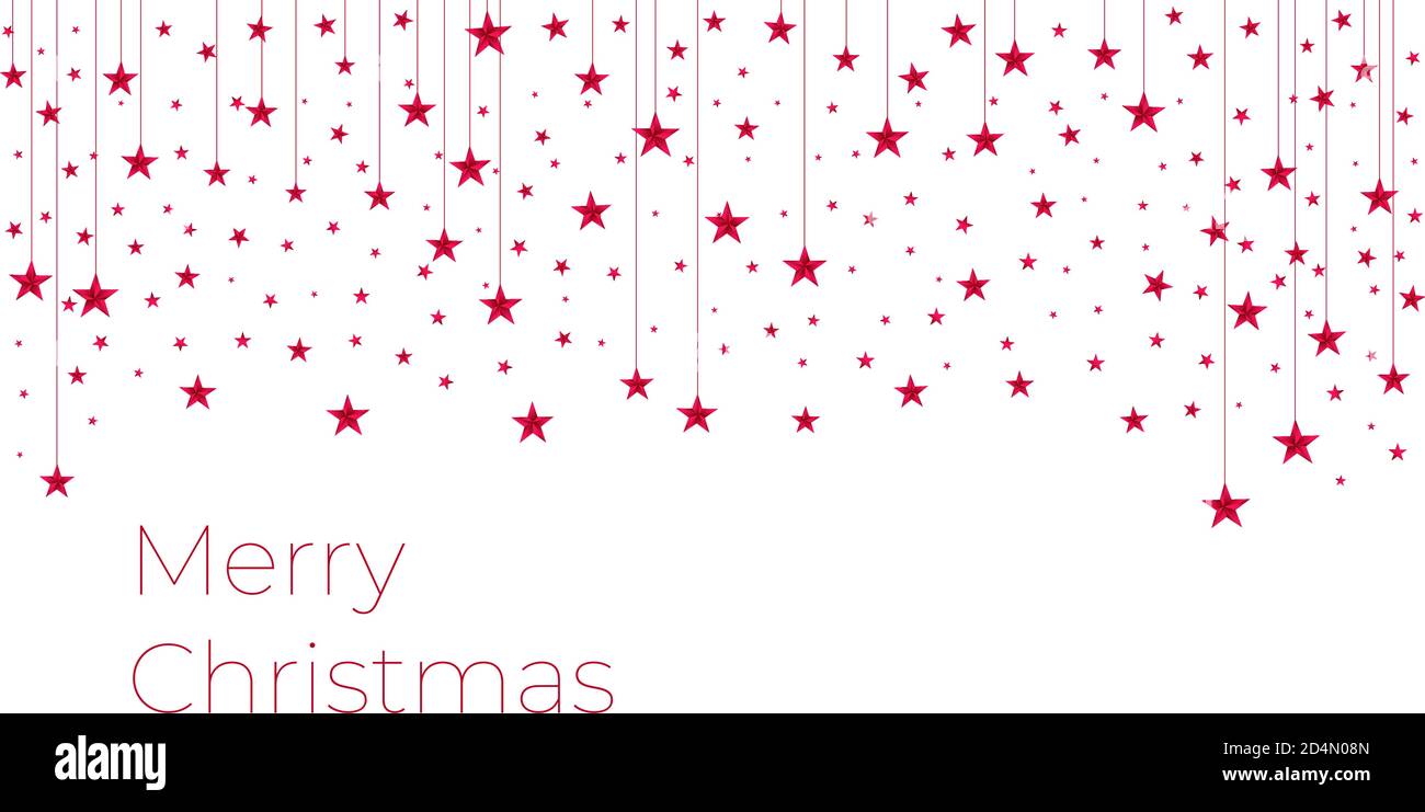 Le stelle scintillanti rosse brillano su sfondo bianco. Modello di decorazione decorativa sfondo per banner su carte di invito di natale, compleanno o matrimonio. Stella luminosa effetto gradiente. Illustrazione vettoriale Illustrazione Vettoriale