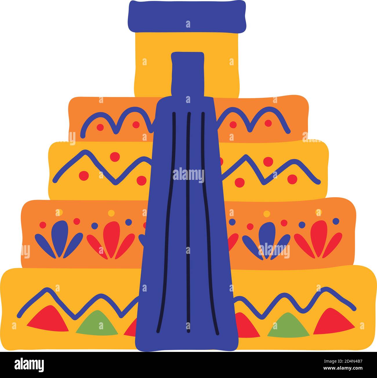 disegno di illustrazione vettoriale di icona di stile piatto di maya della piramide Illustrazione Vettoriale