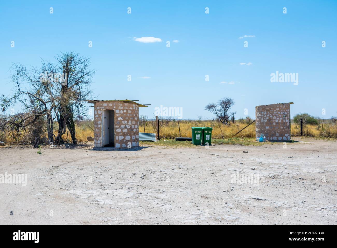servizi igienici, area di riposo, Parco Nazionale di Etosha, Namibia Foto Stock