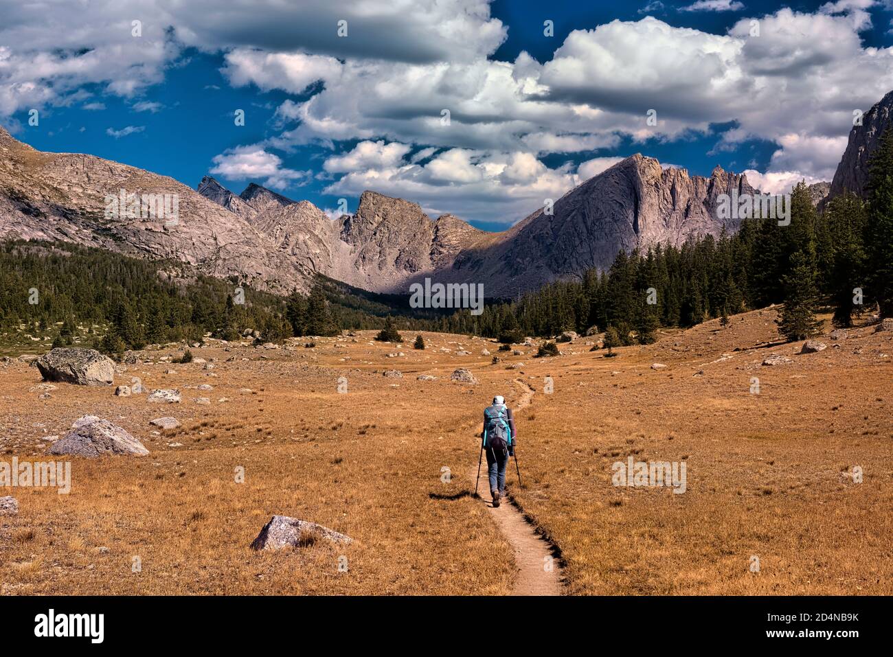 Trekking nella bellissima Wind River Range, Wyoming, Stati Uniti Foto Stock