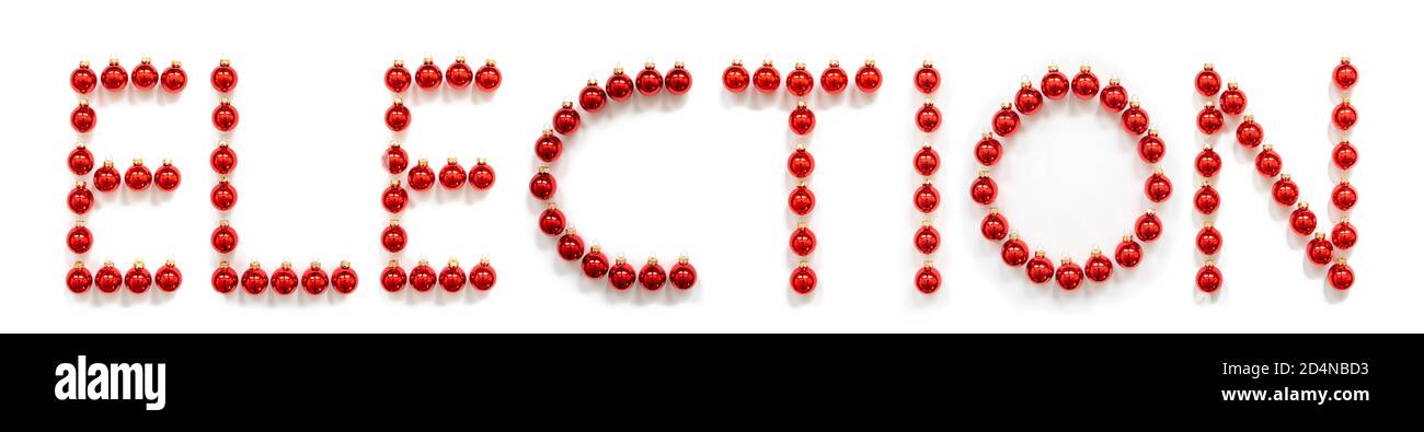 Red Christmas Ball Ornament Building Word election Foto Stock