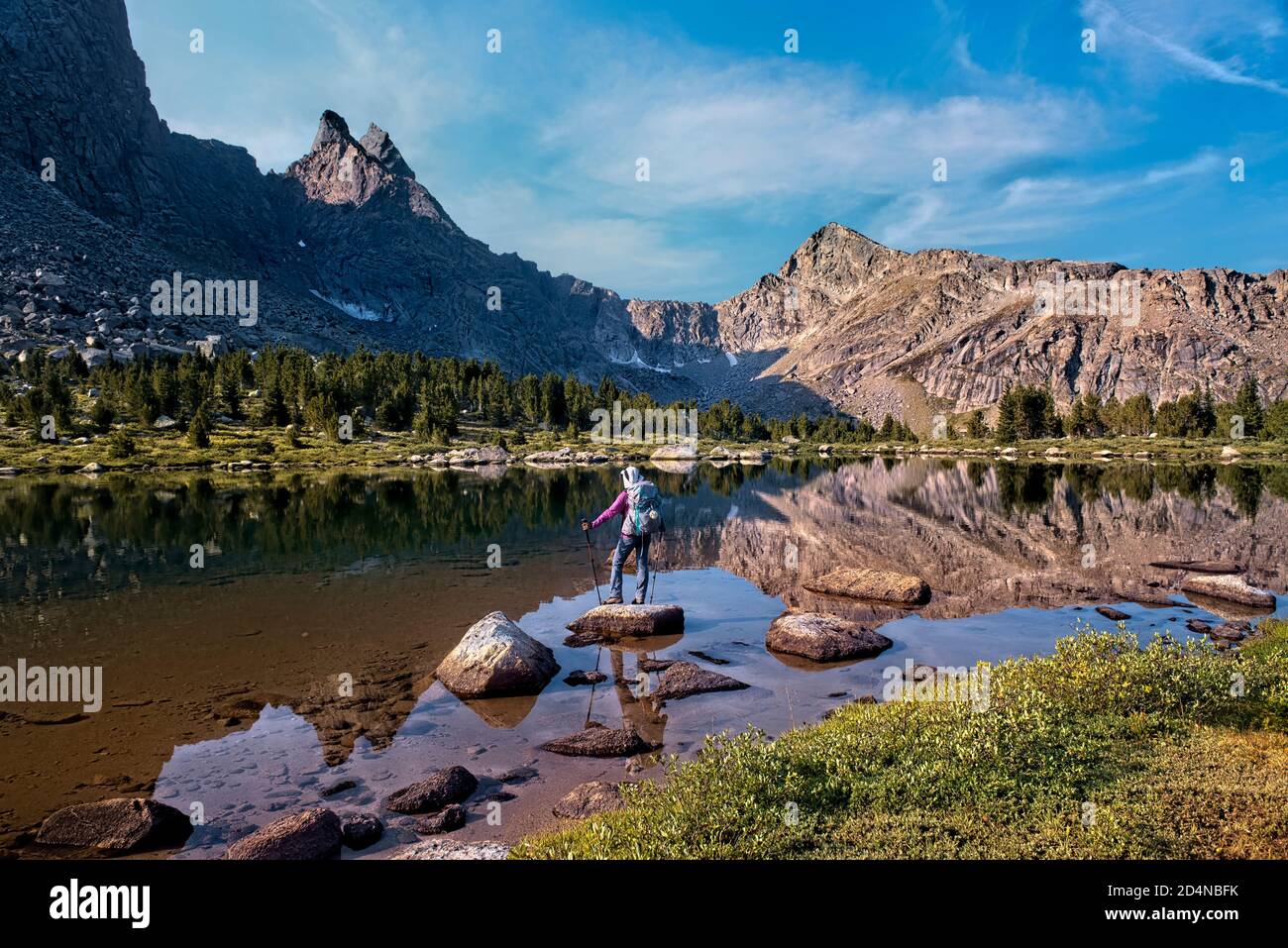 Trekking nella Wind River Range, Wyoming, Stati Uniti Foto Stock