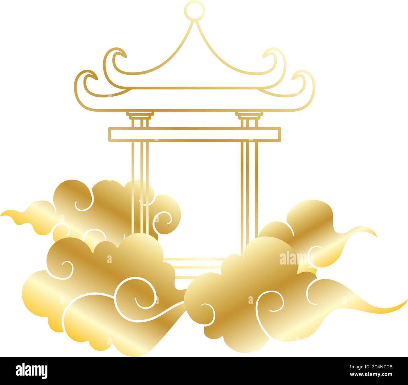 colonne della torre cinese d'oro struttura in nuvole disegno di illustrazione vettoriale Illustrazione Vettoriale