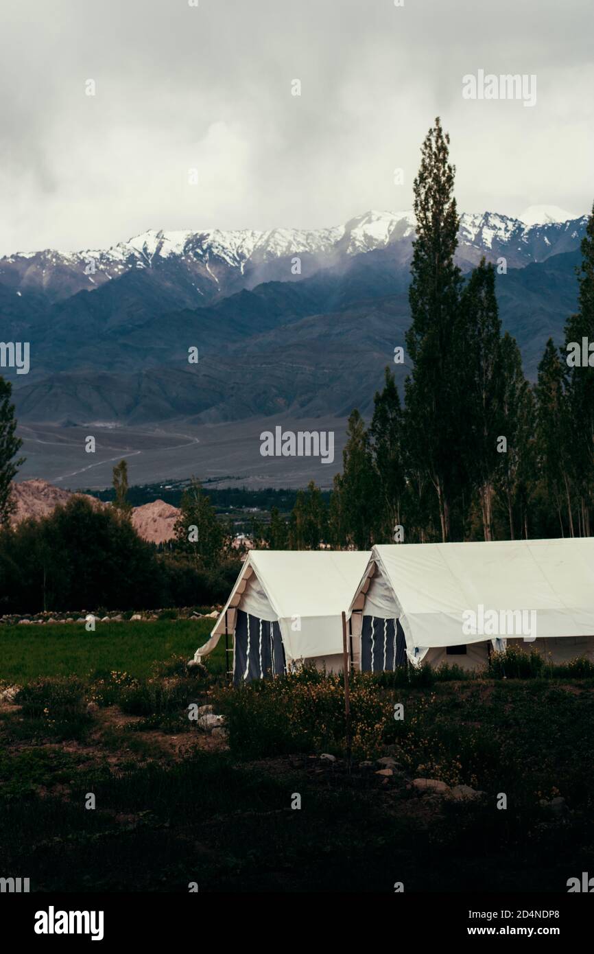 Tende a Leh, Ladakh, India nella catena montuosa dell'Himalaya. Foto Stock