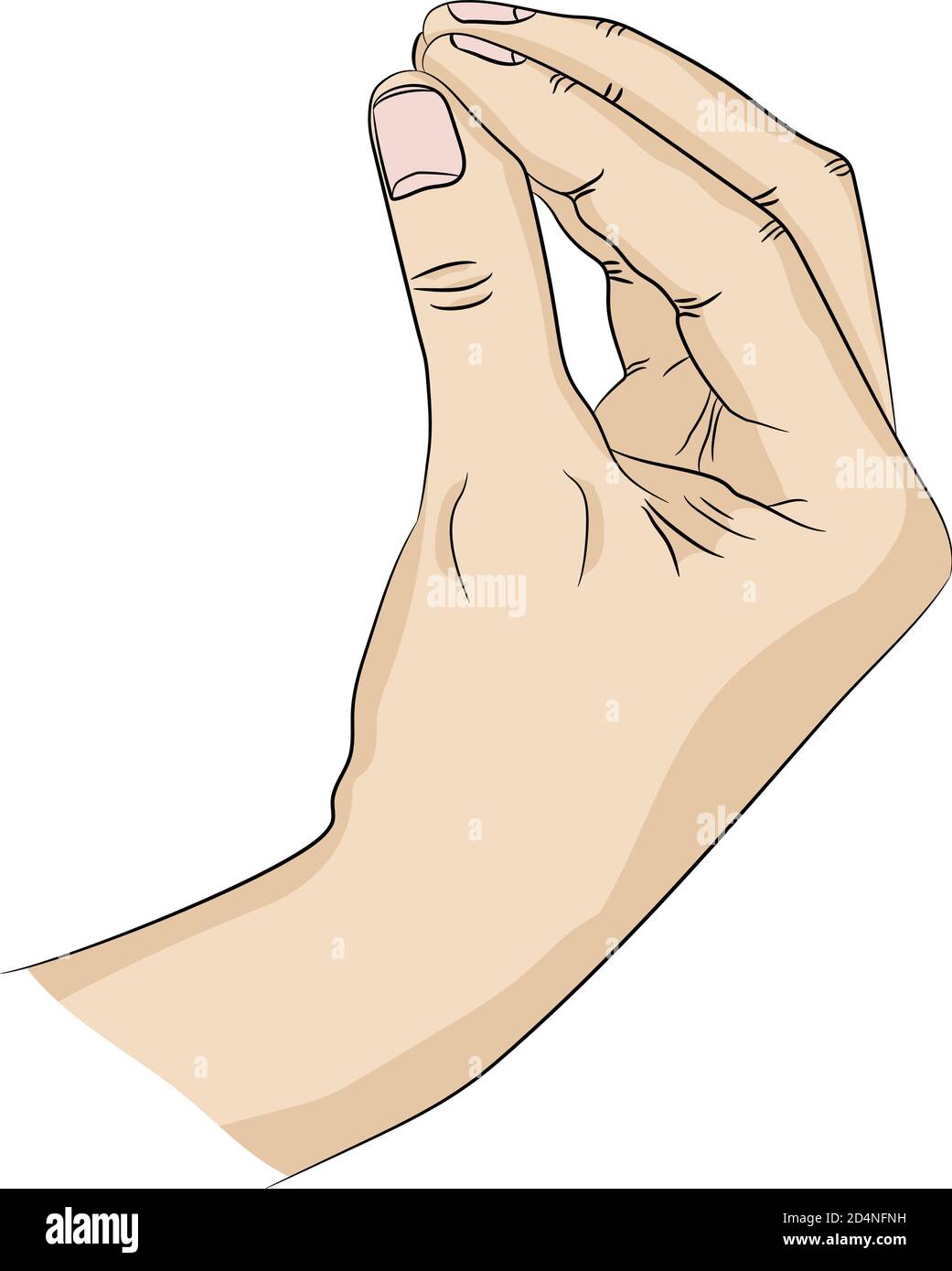 Pollice bianco isolato della mano che mostra il gesto italiano di wtf o che cosa volete da me Illustrazione Vettoriale