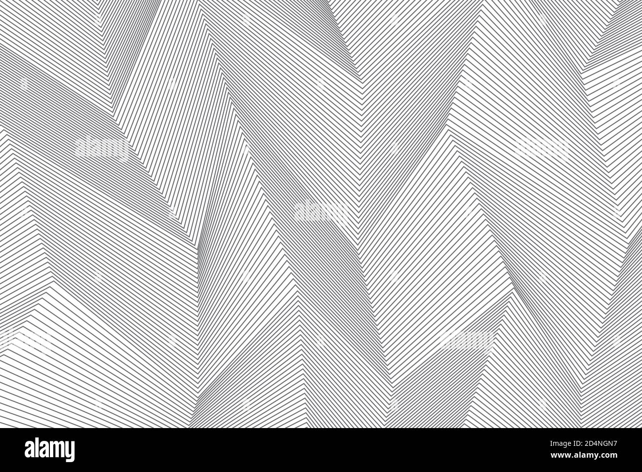 Schema di sfondo astratto realizzato con linee ripetute che formano forme geometriche tridimensionali. Arte vettoriale moderna, semplice e architettonica Foto Stock