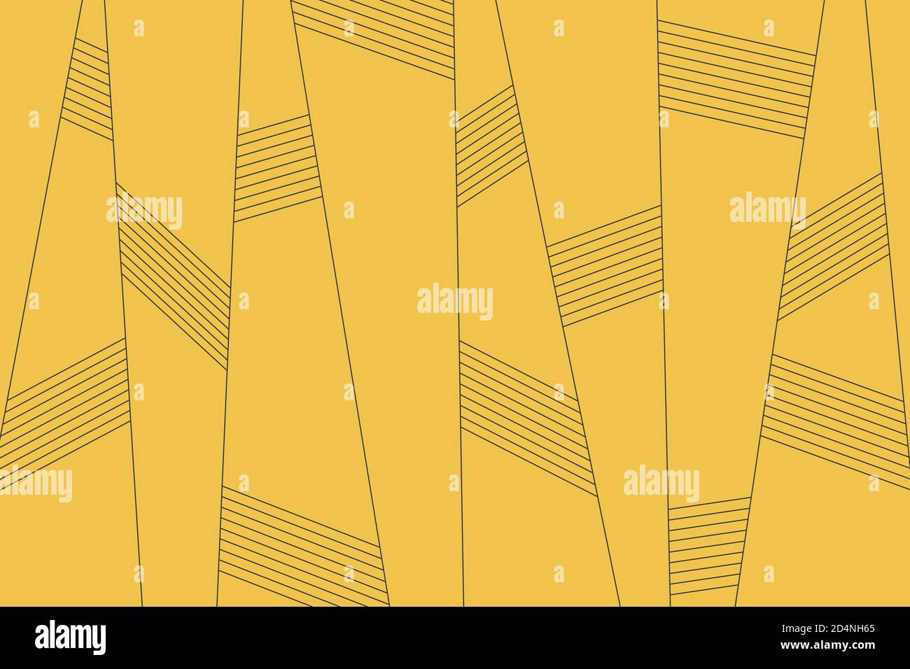 Schema di sfondo astratto fatto con linee ripetute in edifici urbani / alberi astrazione. Arte vettoriale semplice e moderna di colore giallo. Foto Stock