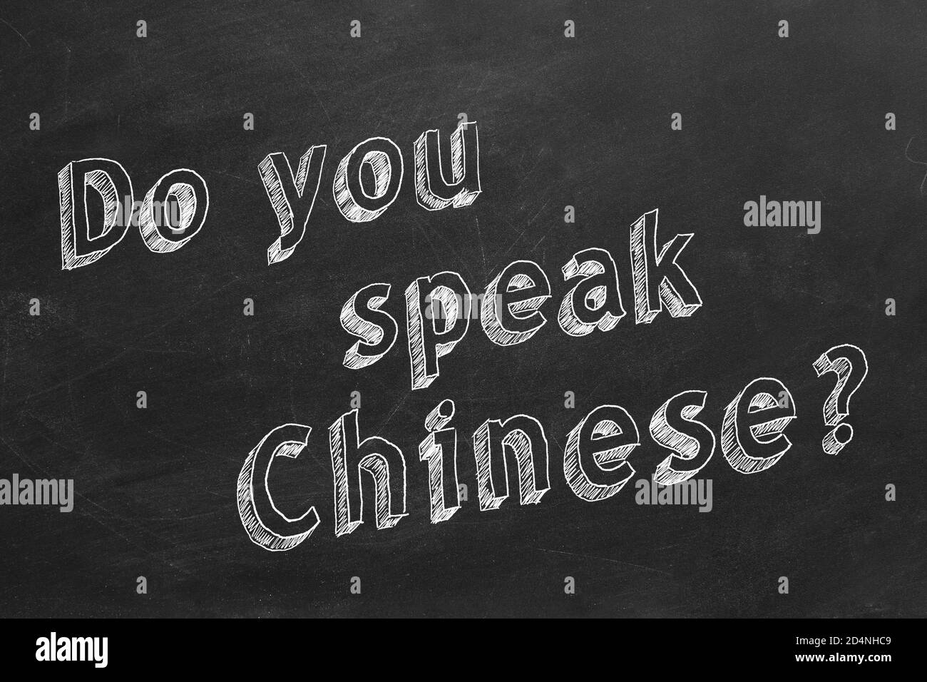 Disegno a mano "parla cinese?" su lavagna. Foto Stock