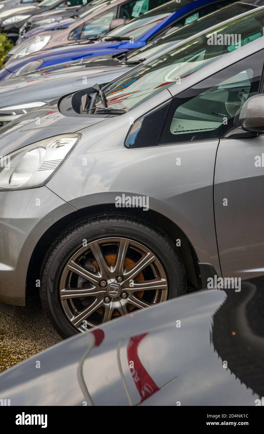 Vendite di auto usate, Forecourt Foto Stock