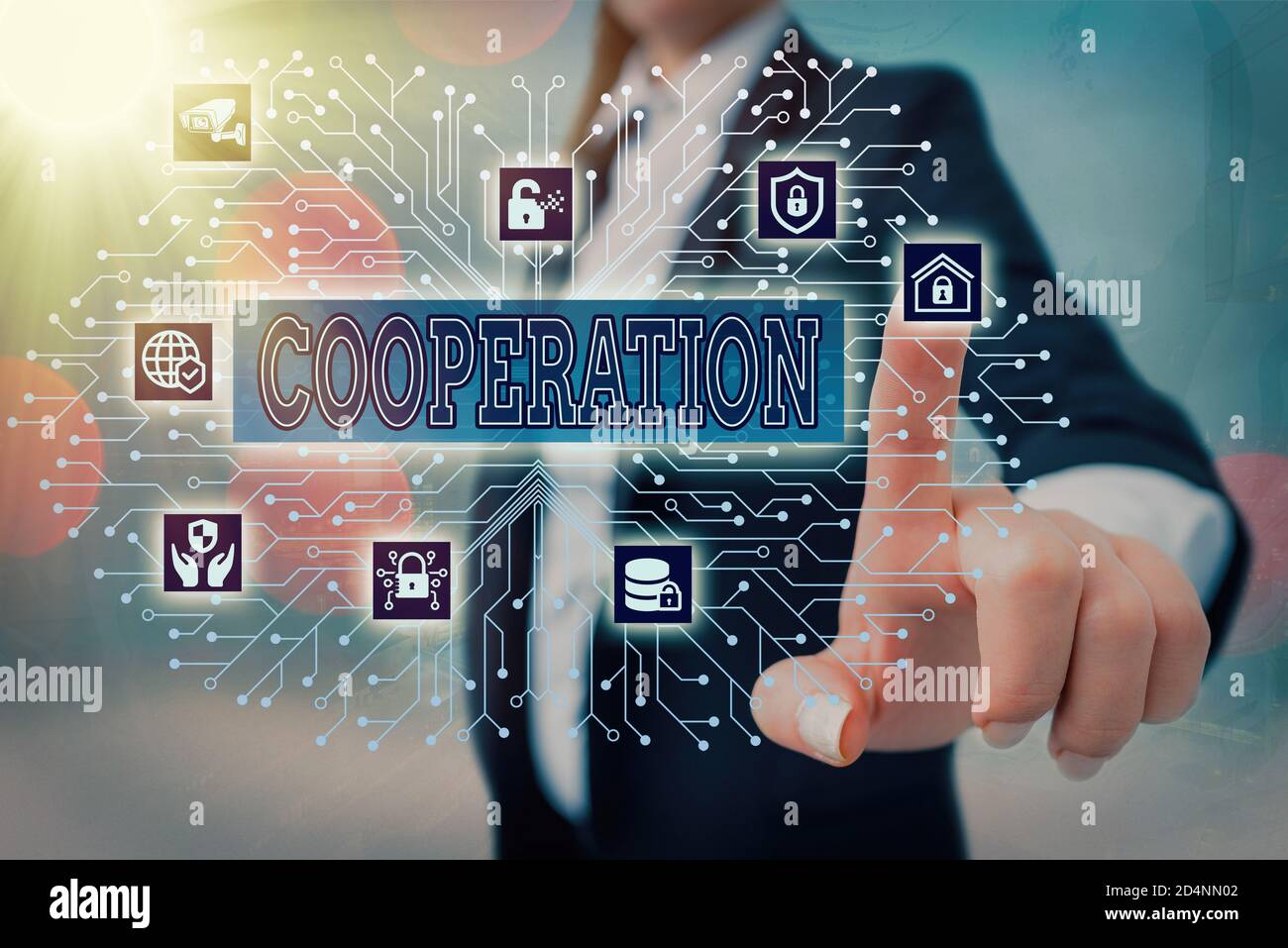 Nota di scrittura che mostra la cooperazione. Concetto di business per azioni di qualcuno che è utile facendo ciò che si desidera controllo amministratore di sistema, g Foto Stock