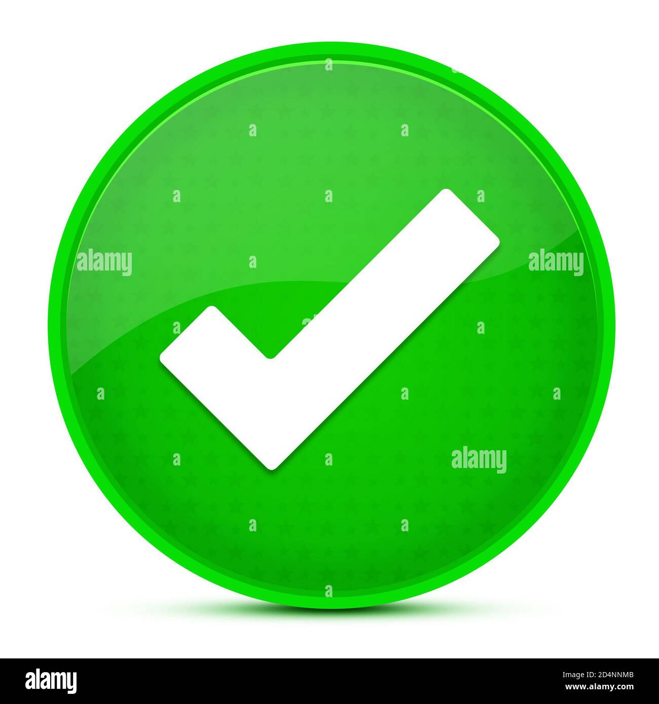 Segno di spunta estetico pulsante rotondo verde lucido illustrazione astratta Foto Stock