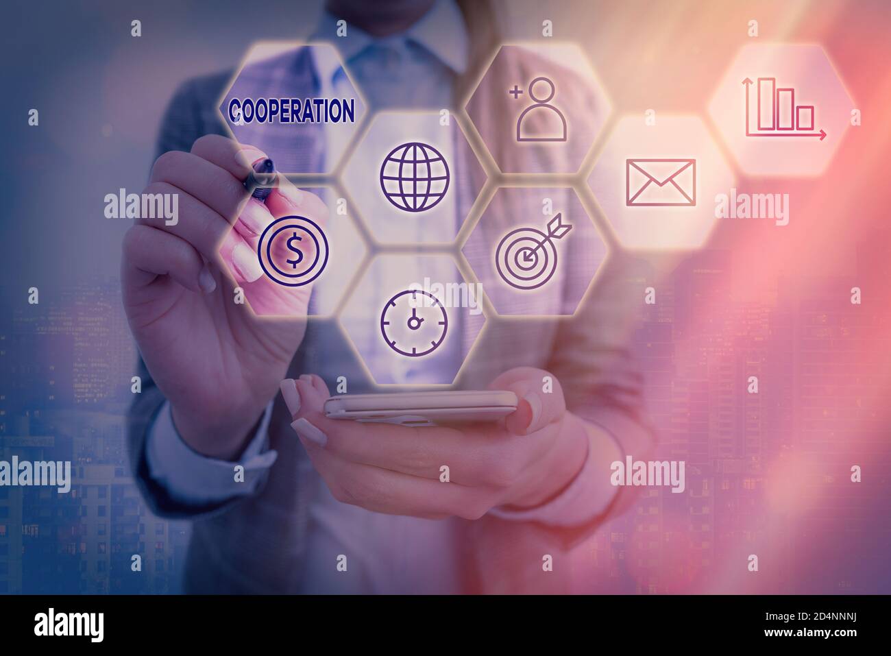 Testo di scrittura cooperazione. Foto di affari che mostra le azioni di qualcuno che sta essendo utile facendo che cosa è desiderato griglie e configurazione differente di Foto Stock