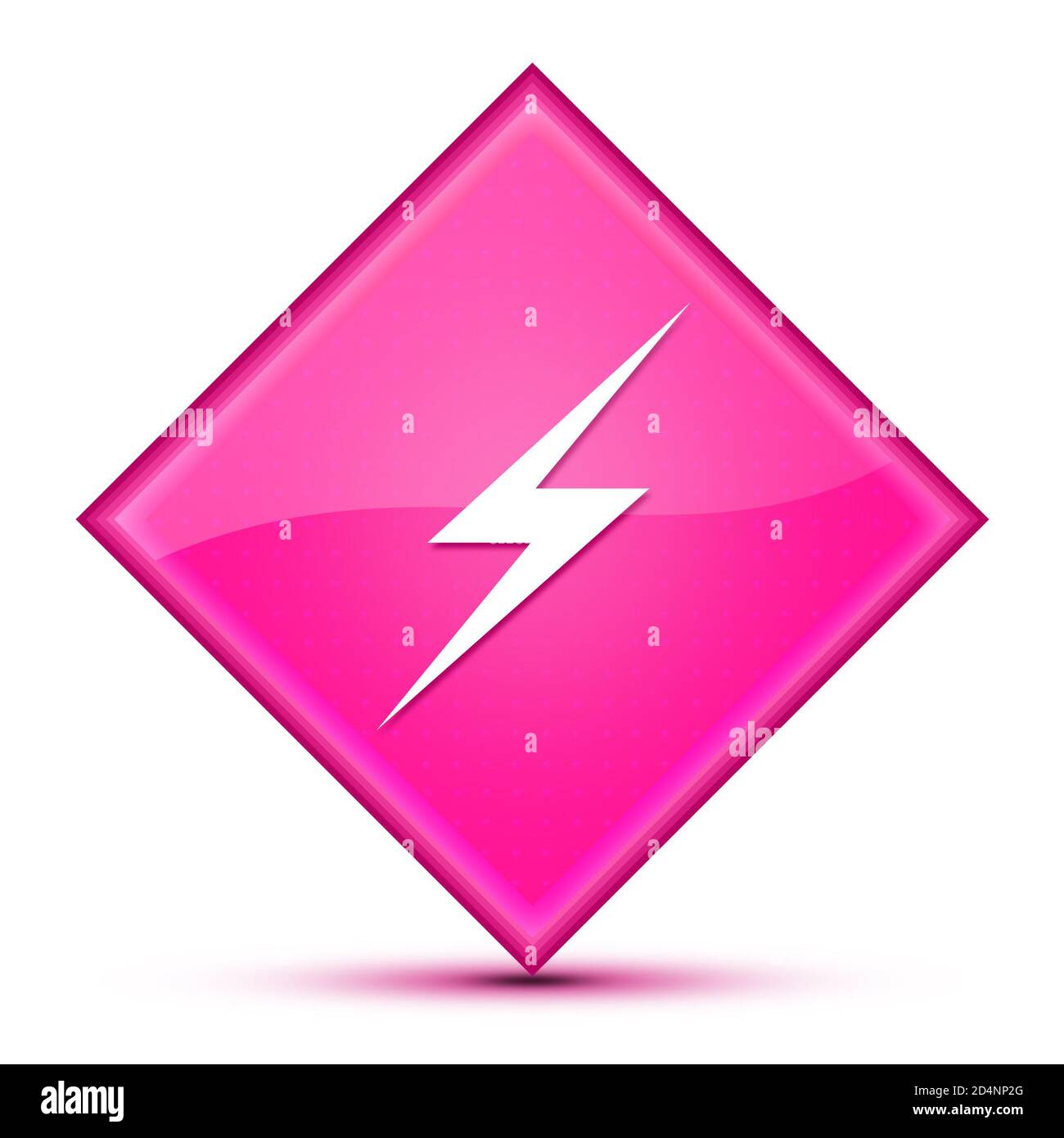 Icona fulminea isolata su un lussuoso astratto a forma di diamante rosa ondulato illustrazione Foto Stock