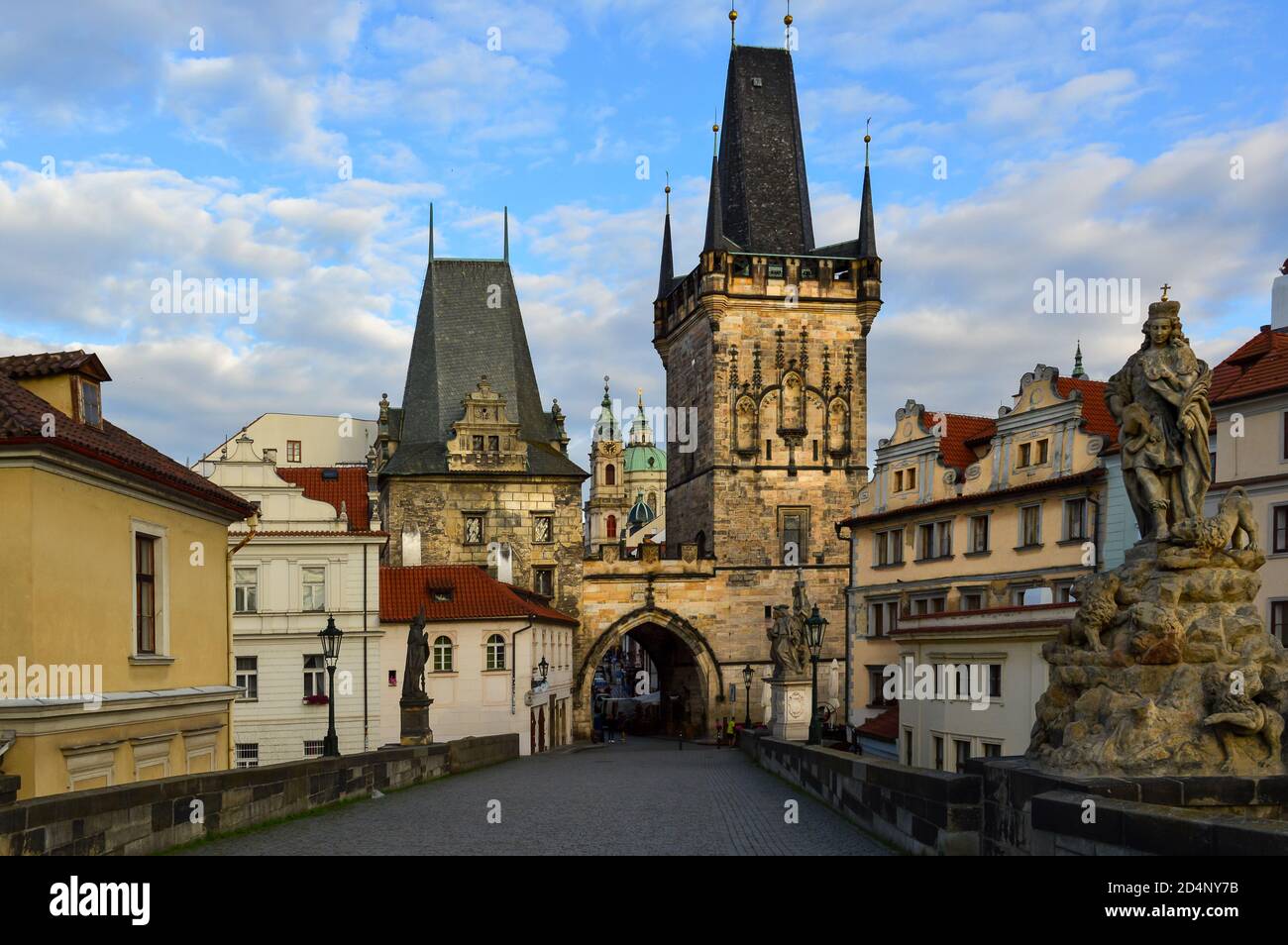 Empty Charles Bridge a Praga Foto Stock