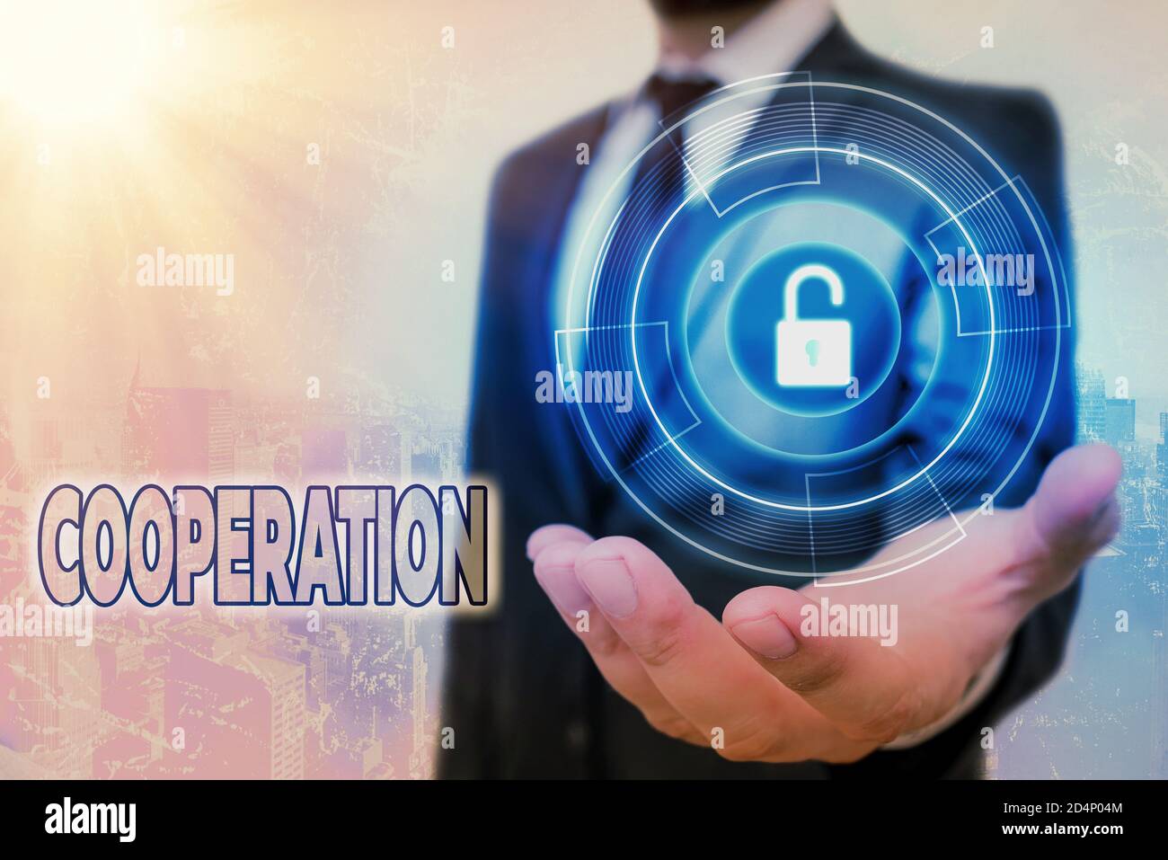 Collaborazione con testo scritto a mano. Azioni di foto concettuali di qualcuno che è stato utile facendo ciò che si vuole Padlock grafica per web data informati Foto Stock